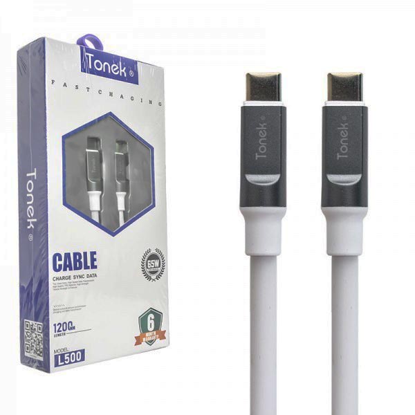 کابل شارژ دو سر تایپ سی 1.2 متر Tonek مدل L500