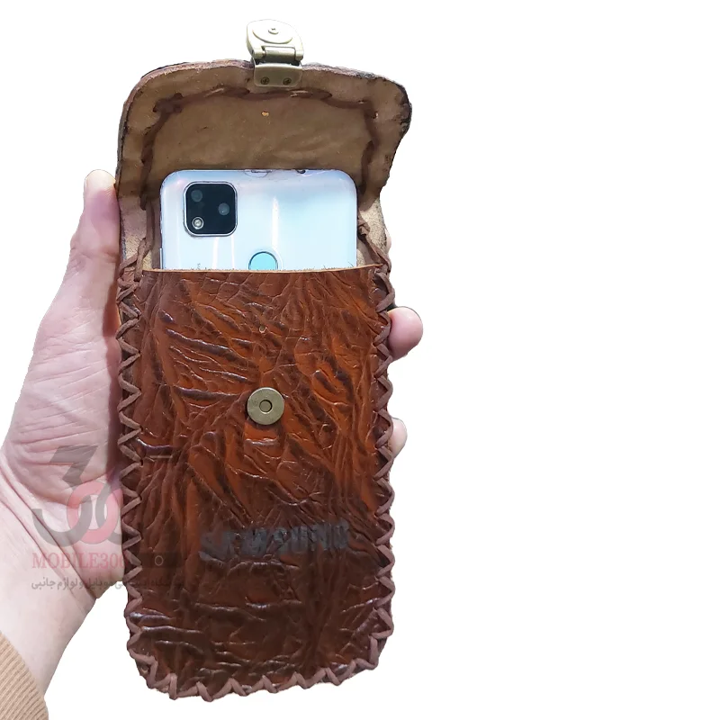 کیف کمری چرم طبیعی مخصوص گوشی موبایل لمسی