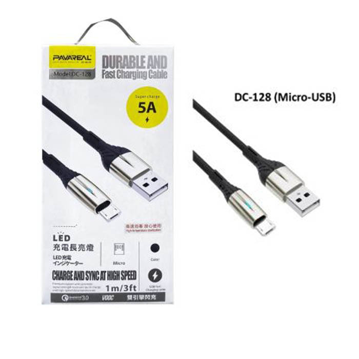 کابل شارژ و انتقال داده میکرو (Micro-USB) مدل PAVAREAL DC-128