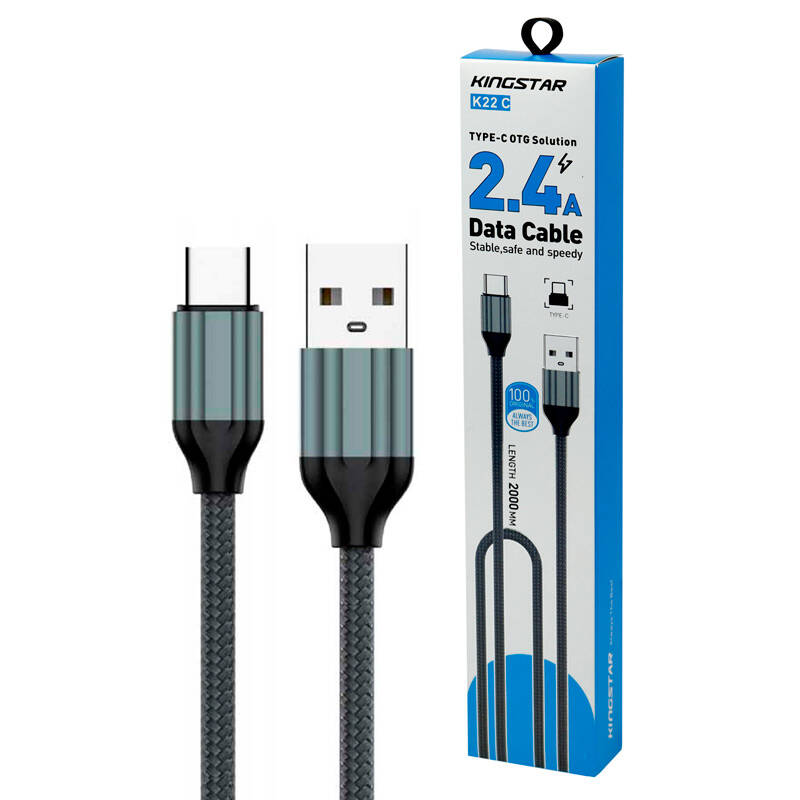 کابل شارژ USB به تایپ سی شرکت کینگ استار مدل K22c طول 2 متر