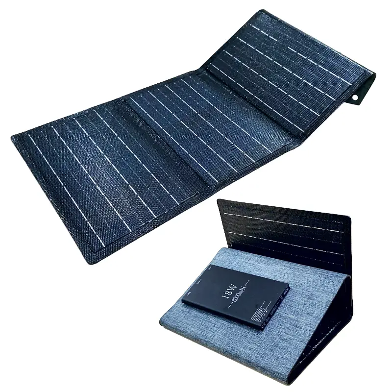 پنل خورشیدی تاشو دارای پاور بانک 8000 میلی آمپر 18 وات مدل TF-405 مخصوص کوهنوردی