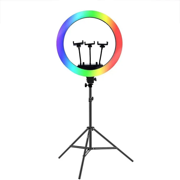 رینگ لایت RGB مدل MJ56 سایز ۲۲ اینچ به همراه سه پایه